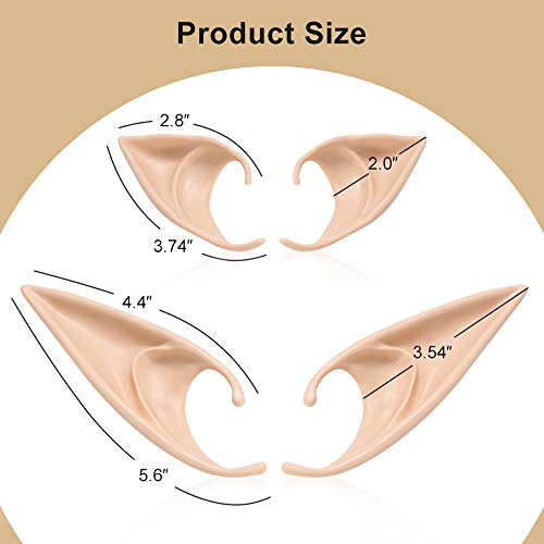 FRESHME Fairy Pixie Elf Ears - Cosplay Pointed Ears Halloween Costume Renaissance Accessories Vampire Ears Anime Dress Up2