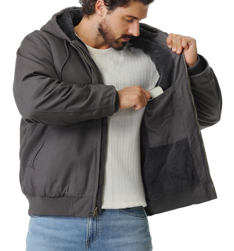 Image of Men's Work Coat Washed Duck Fleece Lined Waterproof Workwear