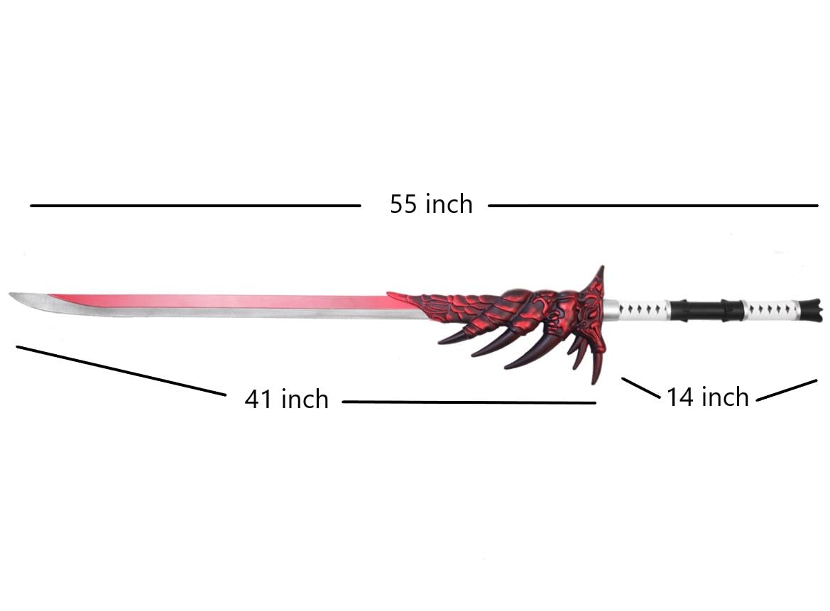 PU Foam Fantasy Monster Hunter Prop Sword for Costume, Cosplay, Halloween, Xmas, Collection. 1:1 Scale (Rathalos Sword (55 inch))