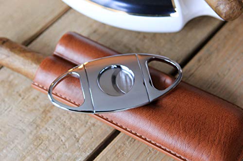 Classic Cigar Cutter Stainless Steel Sharp Guillotine Blades With Polished Chrome Finish By Case Elegance #TOP2
