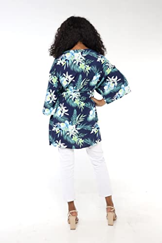 Image of Family Matching Hawaiian Clothes, Orchid Breeze Navy | Lightweight 100% rayon • Family matching outfits • Beach vacations • Luaus • Cruises • Family photos