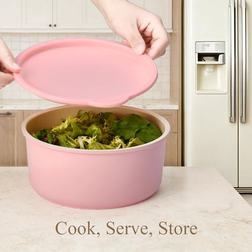 Image of CAROTE Pots and Pans Set, Nonstick Cookware Set Detachable Handle, 19pcs Induction Kitchen Cookware Sets Non Stick with Removable Handle, RV Cookware Set, Oven Safe, Pink
