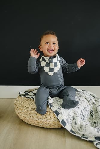 Image of Summit Charcoal Checkered Muslin Quilt by Mebie Baby