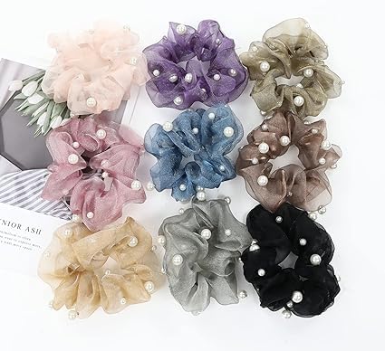 RUBELA 6 Pcs Solid Color Oversized Organza Big Dots Thin Mesh Scrunchie Women Hair Ties Girls Sweet Elastic Hair Rubber Band Hair Accessorie Rubber Band (Multicolor) (B0CQHC18WB) Amazon Price History, Amazon Price Tracker