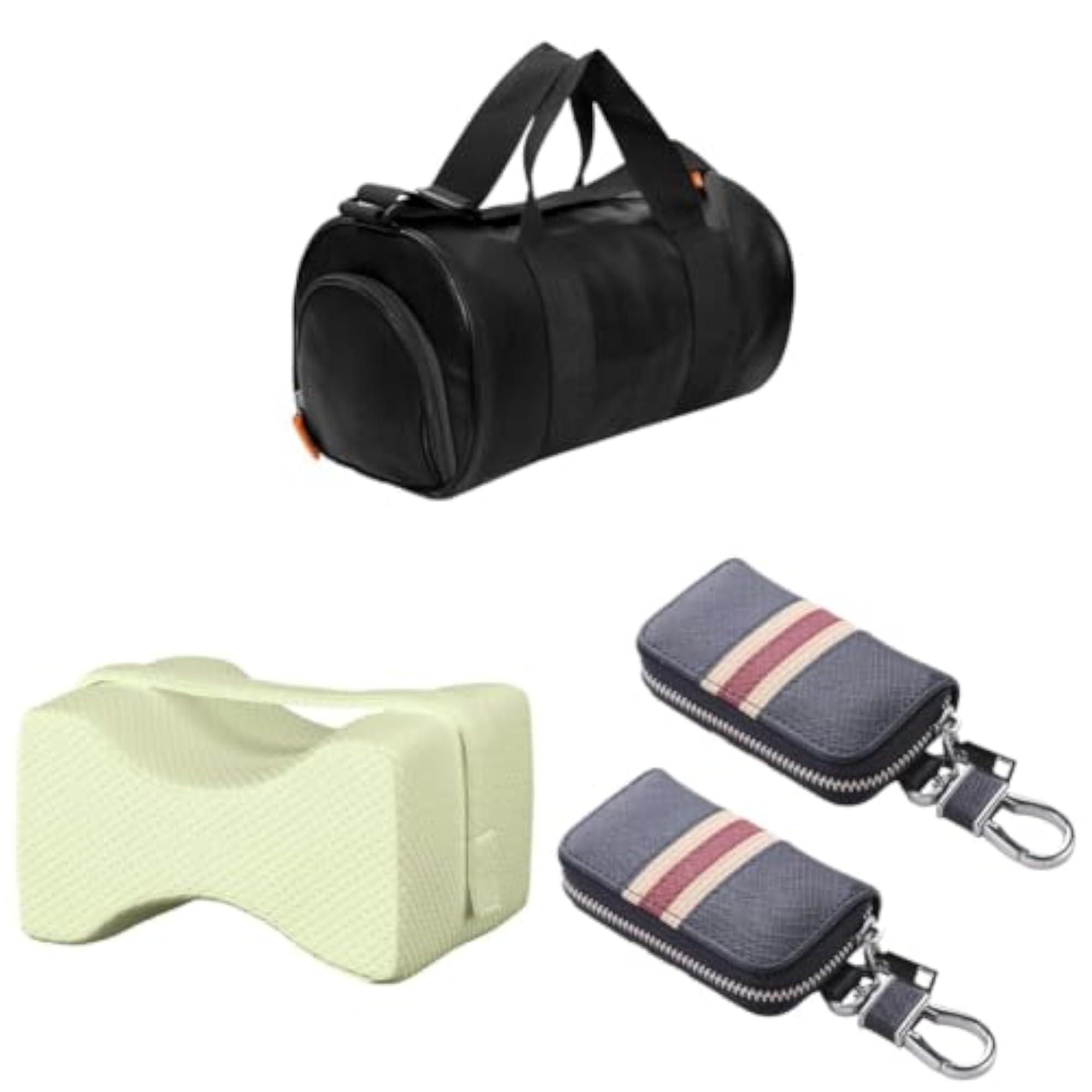 Kuber Cream Travel Pillow & PU Zinc Alloy Key Case