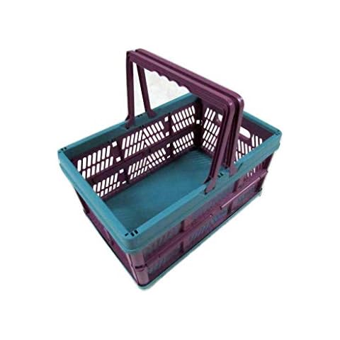 Plastic Shopping Basket with Handles Medium (Grocery Supermarket Collapsible Folding) Cover