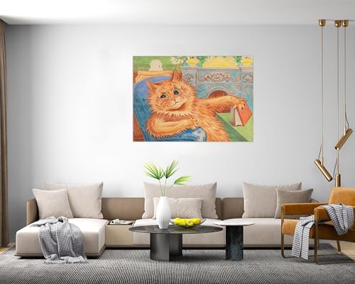 Tableau Chat Orange Célèbres Peinture OZPWBVY Impression sur Toile 80x115cm - 3