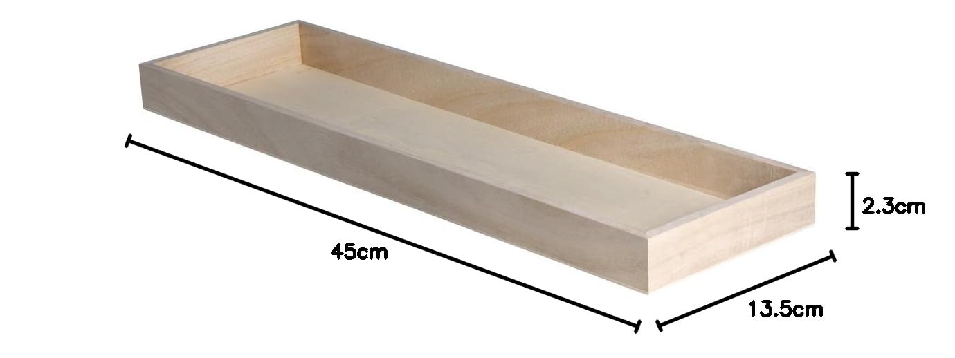 Rayher 62689000 drewniana taca do dekoracji, 45 x 13,5 cm, wysokość krawędzi 2,3 cm, grubość dna ok. 2-3 mm, drewniana miska prostokątna