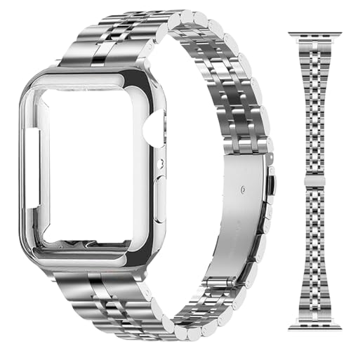 Image of Slim Metal Bands Compatible with Apple Watch 40mm 38mm 41mm 42mm 44mm 45mm, Metal Stainless Steel Chain Strap for Women iWatch Series 9 8 7 6 5 4 3 2 1 SE