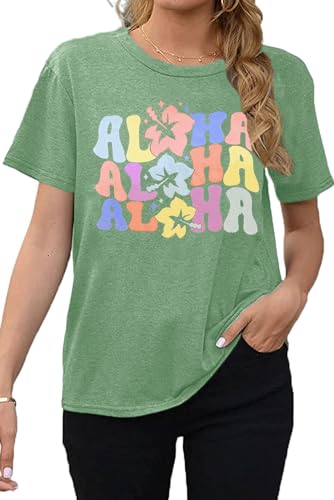 Women Hawaiian Shirt Summer Vacation Tee Floral Tropic Graphic Top Beach Cruise Party Tshirt Athletic Outfit4