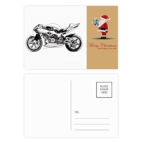 Carte postale noire moto Père Noël lot de 20 pour motards