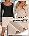 Huukeay 3 Pack Women's Long Sleeve T-Shirts, Scoop Neck Basic Crop Tops Ribbed Knit Y2k Shirts Slim Fit Fall Trendy Outfits(Black, Apricot, Mocha,Small)