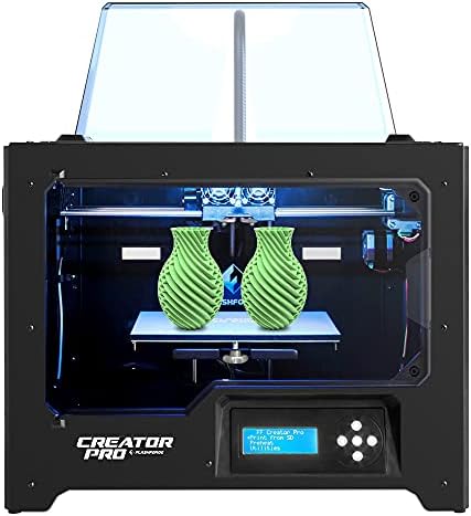 FlashForge Creator Pro 3D Printer, Dual Extruder 3D Printers W/2 Spools, Fully Metal Frame, Acrylic Covers, DIY FDM 3D Printer Kit with Optimized Build Platform, Works with ABS and PLA