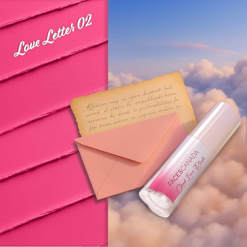 Image of FACES CANADA Cloud Love Liquid Blush - Love Letter 02, 5ml | Pink Flushed Look | Long Lasting | Blends Easily | Blurred Matte Effect | Lightweight | Natural Tint | Cushion Applicator | Niacinamide Infused