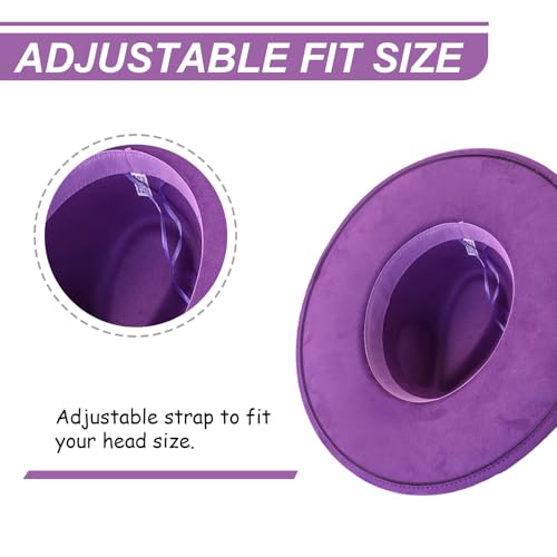 Image of Fedora Hats for Women Man with Big Wide Brim Classic Suede Panama Hat Western Outdoor hat