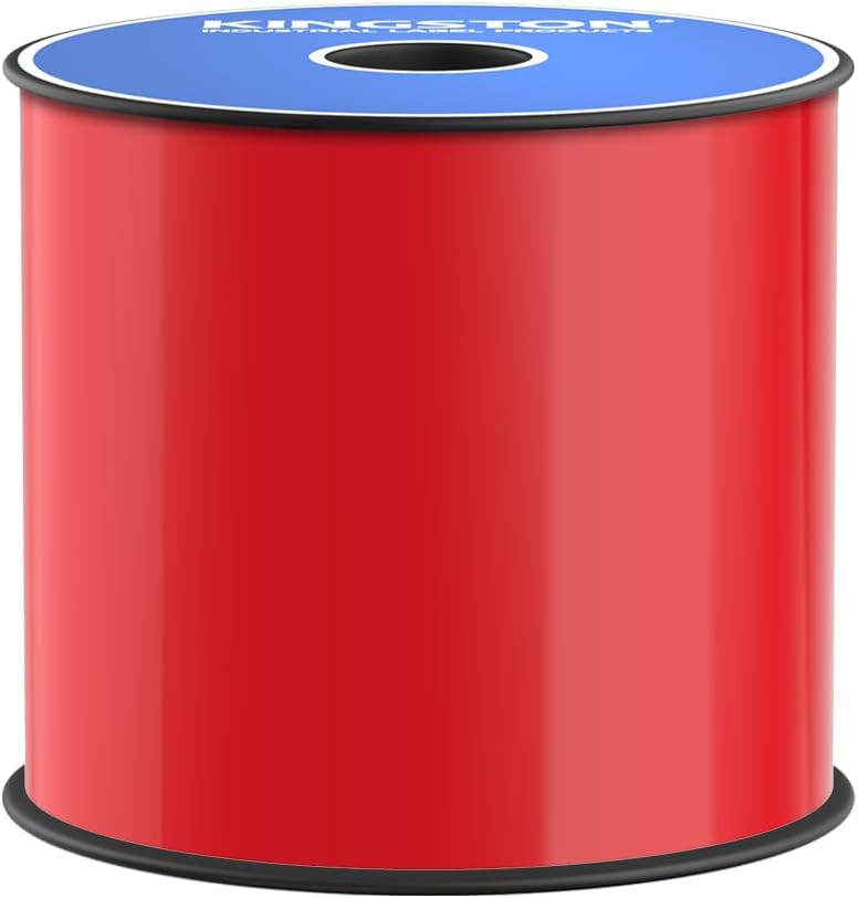 Kingston Premium Vinyl Label Tape, Red, 4" x 150', Compatible with LabelTac Printers, DuraLabel, VnM SignMaker, SafetyPro, Viscom and Other Printers