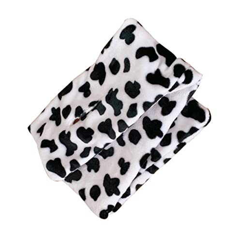 BESTYASH Plush Cow Spotted Winter Scarf Warm Cross Tie Neck Warmer for Women Soft Furry Neckerchief Stylish Match Accessory for Cold Weather