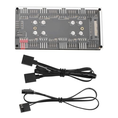 OTOTEC Ventilador con Cubierta Hub 12V 4 Pines PWM+RGB 2 en 1 Controlador 110,2x53,3x15,1mm con Caja de Alimentación SATA Cable de Extensión Alimentación Ventilador La Placa Base