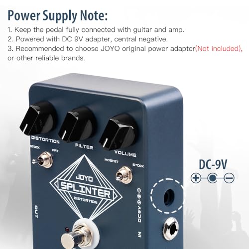 Image of JOYO Analog Distortion Guitar Pedal, FAT /MOSFET Toggle with DISTORTION /FILTER /VOLUME Control, True Bypass (SPLINTER JF-21)