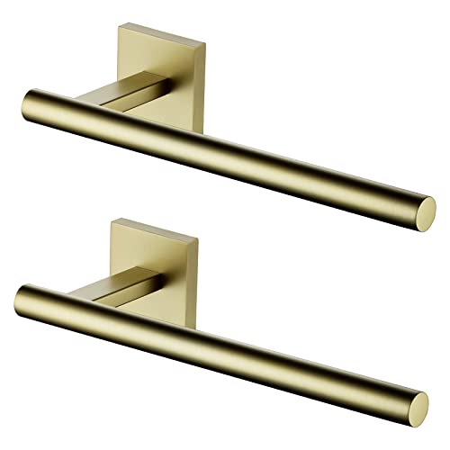 KOKOSIRI Bathroom Towel Bar Gold Hand Towel Holders Wall Mount Toilet Kitchen Cabinet Paper Holder Stainless Steel Bath Accessories 2 Pack, B3008BG-P2