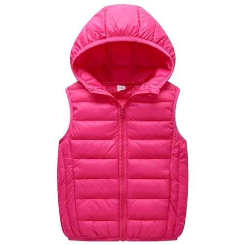 Boys Girls Hooded Puffer Vest, Kids Winter Down Vest, Sleeveless Zipper Jackets Outwear