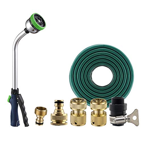 CONGRUI Pistola de agua, ajustable, jardinería, pulverización, pulverización manual de alta presión, exterior, mango largo multifuncional (barra corta, paquete de 30 m)