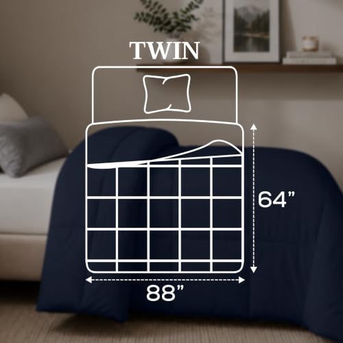 Image of Utopia Bedding Comforters Twin Size, All Season Duvet Insert, Down Alternative Box Stitched Bed Comforter with Corner Tabs, Machine Washable (Navy)