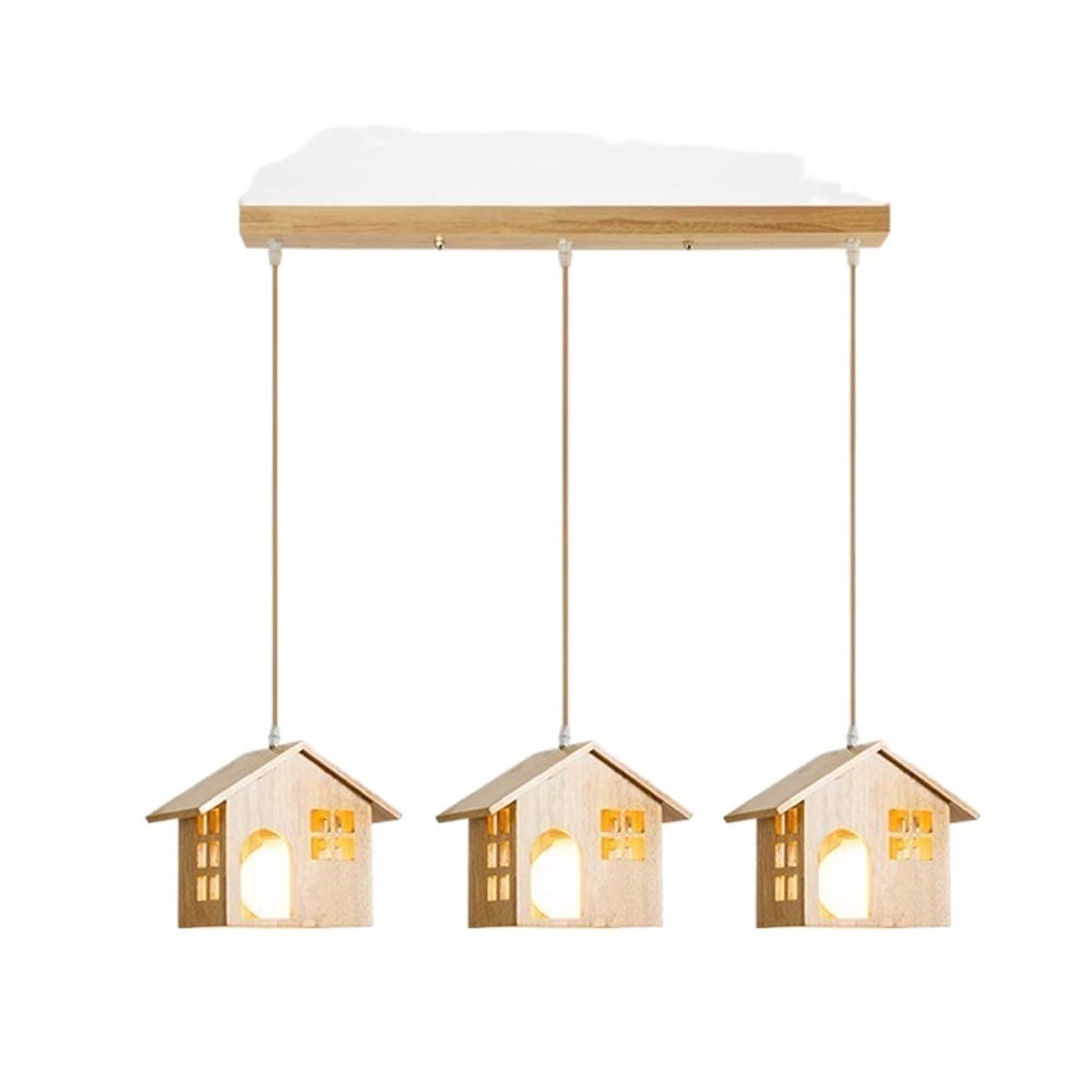 Lustre de plafond en bois E27 style japonais pour restaurant