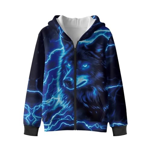 Boys Full Zip Hoodie Long Sleeve Hooded Sweatshirt for Kids Soft Fleece Lined Hoodies for Boys Size 7-14 Years