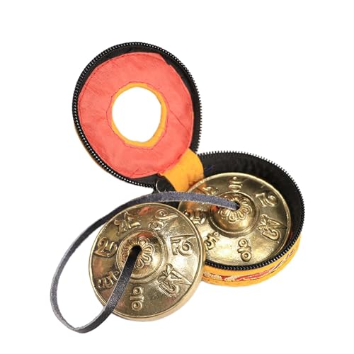 Oshhni チベットティンシャシンバル仏教ティンシャシンボルヨガ装飾収納袋付きユニークな手作りギフトベル, スタイル