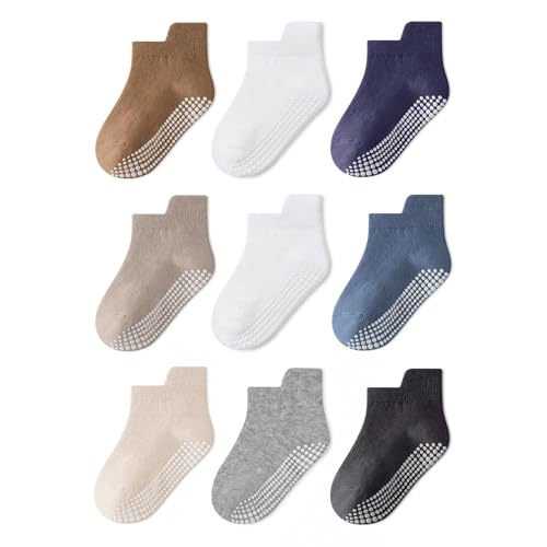 Image of Baby Non Slip Ankle Socks with Grippers (9 Pair) for 6 months-5 years Infant Toddler Boys Girls