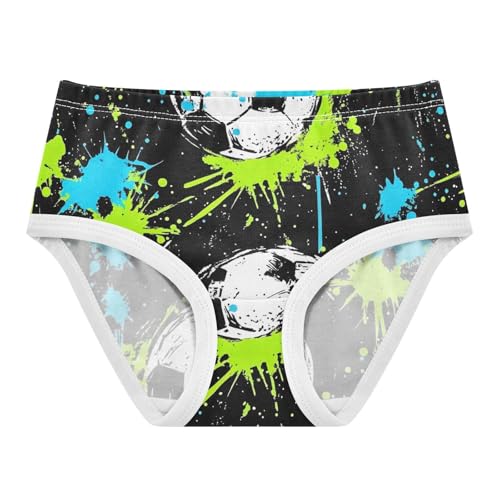 Toddler Panties, Soccer Ball Splash Girls Underwear Cotton, 2–8 Years