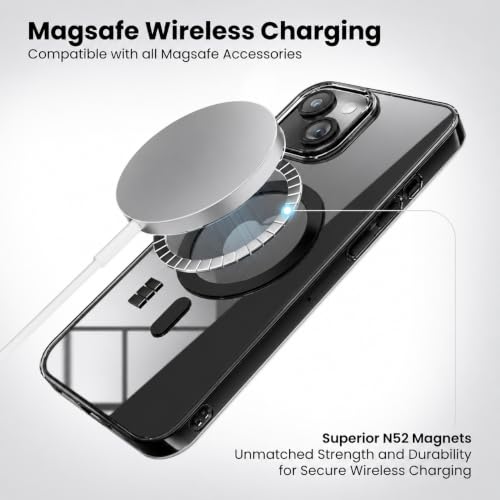 Image of Elzzi Anti Scratch Semi Translucent Cover for iPhone 15 Case, Premium PC + TPU Magnetic Phone Cases Drop Proof, Compatible with Magsafe Slim Never Yellowing Shockproof