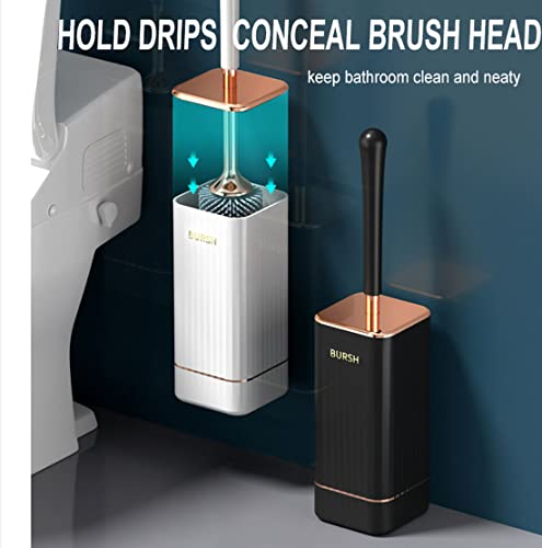 Image of Silicone Toilet Brush, Toilet Brush and Holder, Toilet Cleaning Brush, Wall Mounted Toilet Brush for Bathroom Elegant, Durable (Black)