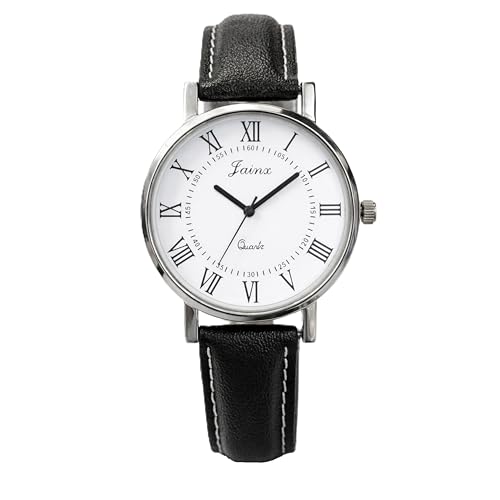 Image of jainx Corporate Gift Leather Strap Analog Wrist Watch for Women (Black /Brown Strap Color)