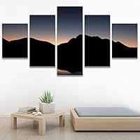 SIGNWIN 5 Panel Canvas Wall Art Sunset in The Mountains for Home Decorations Ready to Hang - 60
