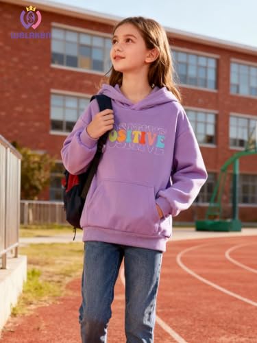 Image of WELAKEN Cotton Hoodie Sweatshirt for Girls Kids & Teens Long Sleeve Pullover with Kangaroo Pocket