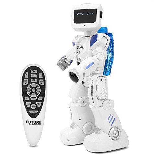 Preisvergleich Produktbild Zooawa Fernbedienung Roboter, Wasserkraft Wiederaufladbare Intelligente Programmierbare Humanoid Tanzen RC Spielzeug für Kinder über 3 - Weiß + Blau