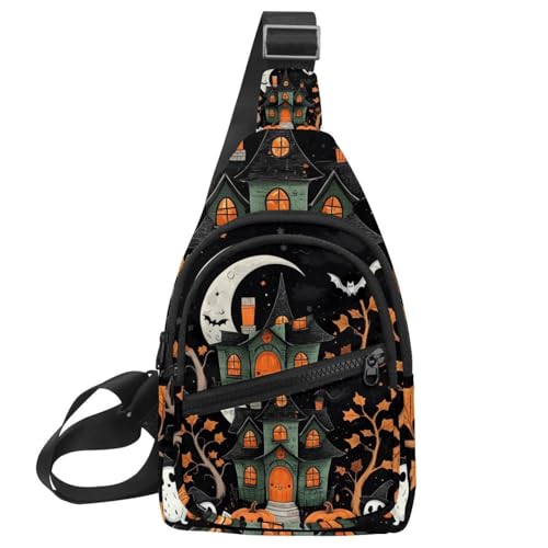 Mochila bandolera para hombre, bolso cruzado multicolor de Halloween de 30x18cm