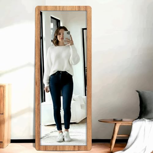 Image of Creative Arts n Frames 15x51 inch Natural Iqurel Oak Long MDF Wood Wall Hanging Mount HD Mirror Home Decor Items Living Room Bathroom Bedroom Hotel Office (Natural Iqurel Oak Light Framed HD Mirror)
