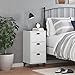 Modern Industrial White Bedside Cabinet with 3 Drawers, Storage Nightstand for Bedroom Living Room