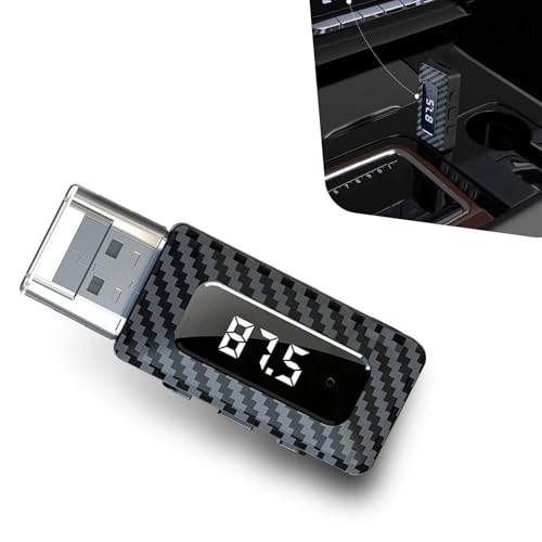 Zehiony Car USB Bluetooth Receiver, 5.3 Chip FM Transmitter and Aux Receiver, Adjustable Audio Adapter with LED Display, Upgrade Modification Part for Car Stereo Home Speakers PC (Black)