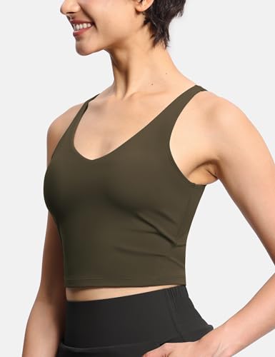 Image of THE GYM PEOPLE Womens' Sports Bra Longline Wirefree Padded with Medium Support