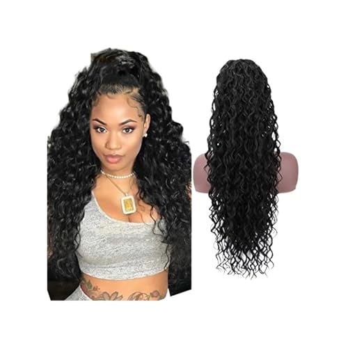 Queue de cheval en cheveux humains crépus bouclés extension afro-américaine avec cordon