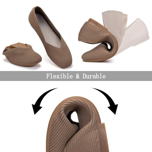 Image of Frank Mully Womens Casual Flat Shoes Square Toe Shoes Knitted Work Flat Comfort Dressy Flat Shoes for Daily Washable