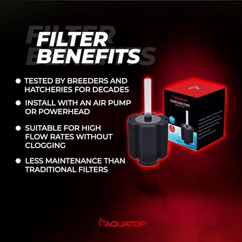 Image of Aquatop Internal Sponge Filter - Up to 180 Gallons - CAF-180 - Includes Free Air Stone - Mechanical & Biological Filtration - High Flow Rates
