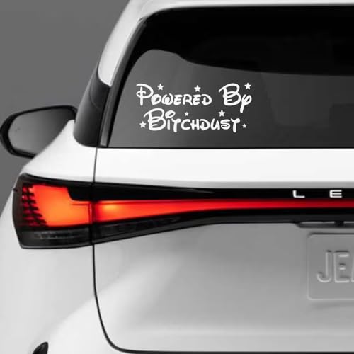 Image of DF Powered by Dust Vinyl Decal Sticker 7.5 inch inchx3.2 inch inch White - Funny Sticker for Cars, Trucks, Walls, Laptops - Humorous Decal for Vehicles - Waterproof and Outdoor Use inch inch
