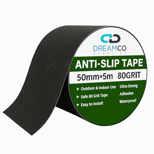 Image of Heavy Duty Anti Slip Tape 80 Grit Non Slip for Stairs Outdoor /Indoor, Waterproof High Traction Stairs Non Skid Treads, Durable Triple Layer Adhesive - Black (2in x 16.5ft)