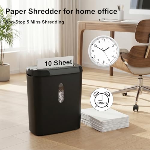 Image of Paper Shredder for Home,10-Sheet Strip Cut,12 L Basket,P-2 Security Level,Shred CD & Credit Card Shredders for Home Use