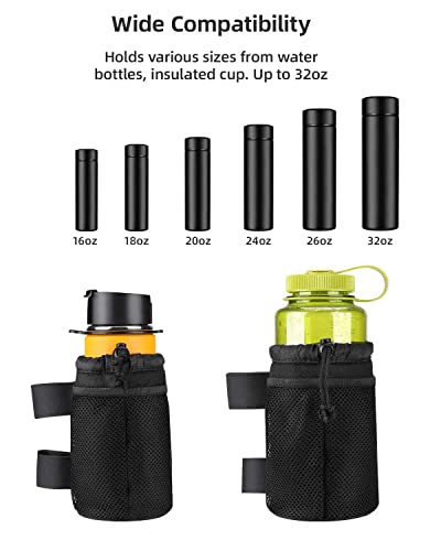 Kemimoto Bike Cup Holder, Bike Water Bottle Holder Handlebar With Mesh Pockets Oxford Fabric Bicycle Drink Cup Holder For Mountain Bike Road Kids Bikes E-Bike Cruiser Wheelchair Scooter Up To 32Oz #TOP2